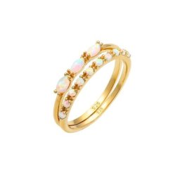 Elli Elli Ring Set Vintage Design Synthetischer Opal 925 Silber Ringe Damen