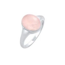Elli Elli Ring Siegelring Rosa Quarz Edelstein Oval 925 Silber Ringe Damen