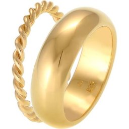 Elli PREMIUM Elli PREMIUM Ring Bandring 2er Set Basic Twisted Gedreht 925 Silber Ringe Damen