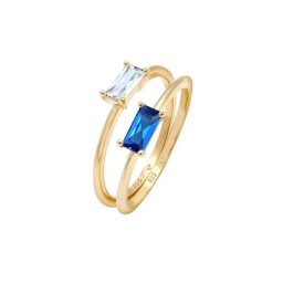 Elli PREMIUM Elli PREMIUM Ring Set Zirkonia Synthetischer Saphir 925 vergoldet Ringe Damen
