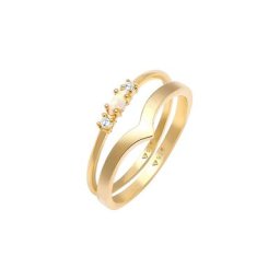 Elli Elli Ring Set Marquise Opal Zirkonia Dreieck 925 Silber Ringe Damen
