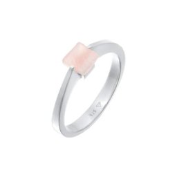 Elli PREMIUM Elli PREMIUM Ring Solitär Rosa Quarz Edelstein Viereck 925 Silber Ringe Damen