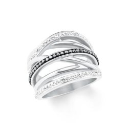 s.Oliver Ring für Damen, Edelstahl, Kristall Ringe Weiss
