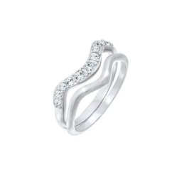 Elli Elli Pierścień Damskie pierścionki do łączenia zestaw 2 częściowy, zakrzywione z kryształami w srebrze 925 Sterling Silver Ringe Damen
