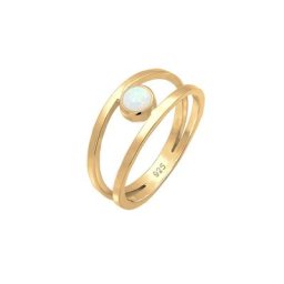Elli Elli Ring Bandring Zweireihig Synthetischer Opal 925 Silber Ringe Damen