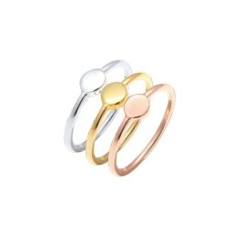 Elli Elli Ring 3er Set Stackring Kreis Geo Tri-Color 925 Silber Ringe Damen