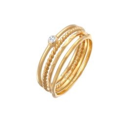 Elli PREMIUM Elli PREMIUM Ring Topas Solitär Stapelring Gedreht 4er Set 375 Gelbgold Ringe Damen
