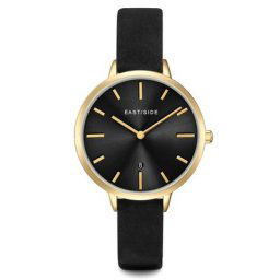 Eastside Quarzuhr Classic in Gelbgold Echtleder in Schwarz Damenuhren Damen