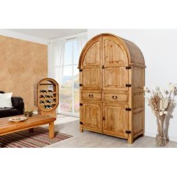 Rundbogen Barschrank Weinschrank MEXICO, Pinie massiv, Landhausstil