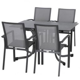 Gartenmöbel-Set Velia mit 4 Stapelstühlen und 1 Aluminium-Klapptisch