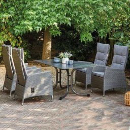 Gartenmöbel-Set Padova mit 4 Dining-Sesseln und Klapptisch, 160x90 cm