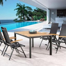Gartenmöbel- Set Cavalese/ Paros 5- teilig anthrazit/ teak