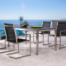 Tisch Marbella 160x90cm, Edelstahl/ Ardesia