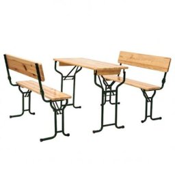 Festzeltgarnitur mit Rückenlehnen, 3teilig, 110 cm