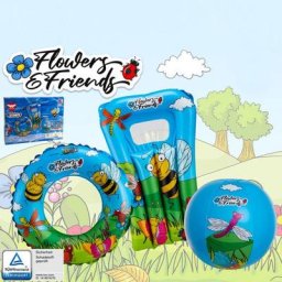 Strandset Flowers, mit Schwimmring, Ball und Luftmatratze