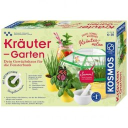 Kräuter-Garten, mit Gewächshaus + Porzellan-Mörser