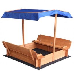 Sandkasten BUDDELKISTE, mit Sitzbank und Dach, ca. 130 x 120 x 120 cm