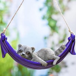 Dekofigur Waschbär Finn in Hängematte