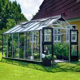Gewächshaus Premium 13,0 m² Silber, 269x439x267cm mit 3mm Sicherheitsglas