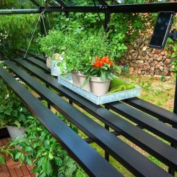 Lamellen-Tisch integriert, Grand Oase 13,0 m², schwarz , 432x74x2,5 cm