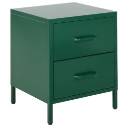 Nachttisch Grün Metall mit 2 Schubladen und 2 Griffen Wohnzimmer Schlafzimmer Kinderzimmer Jugendzimmer Flur