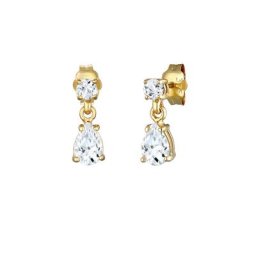 Elli PREMIUM Elli PREMIUM Ohrringe Ohrstecker Duo Topas Edelstein Tropfen 375 Gelbgold Damen