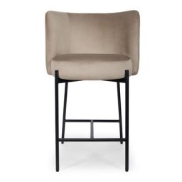 Barhocker RAY - Barhocker, Samt in Taupe & schwarzes Metall, H65