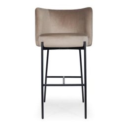 Barhocker RAY - Barhocker, Samt in Taupe & schwarzes Metall, H78