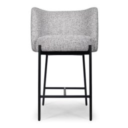 Barhocker RAY - Barhocker, Tweed in Grau & schwarzes Metall, H65