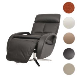 Relaxsessel HWC-L11, Design Fernsehsessel TV-Sessel Liegesessel, Liegefunktion drehbar, Voll-Leder ~ Variantenangebot