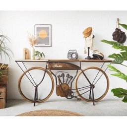 DELIFE Bar Fahrrad 180x85 cm Mangoholz und Metall Antik Braun, Barmöbel