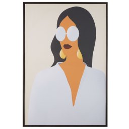 Wandbild Bunt Papierdruck 63 x 93 cm Passepartout Frauenmotiv Retro Stil Wohnzimmer Büro Eingangsbereich
