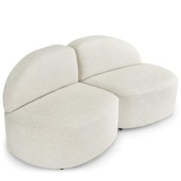 Modulsofa TODD - 2-Sitzer Sofa, modulierbar, Bouclé Stoff in Weiß Latte, B190