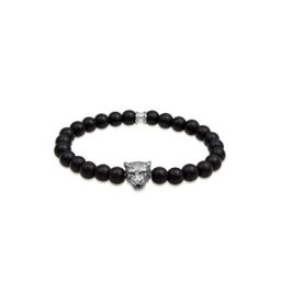 KUZZOI KUZZOI Armband Herren Tiger Kopf Onyx Edelsteine Black 925 Silber Herrenschmuck