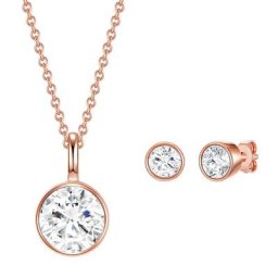 Rafaela Donata Set (Kette + Ohrstecker) Gelbvergoldet verziert mit Kristallen von Swarovski® Schmuck-Set Damen