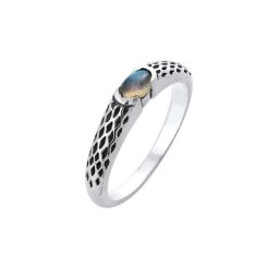 KUZZOI KUZZOI Ring Herren Bandring Labradorite Vintage Used 925 Silber Herrenschmuck