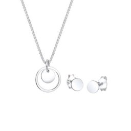 Elli Elli Schmuckset Rund Plättchen Kette Ohrstecker 925 Silber Schmuck-Set Damen
