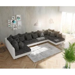 DELIFE Wohnlandschaft Clovis XL Weiss Schwarz modular, Design Wohnlandschaften, Couch Loft, Modulsofa, modular