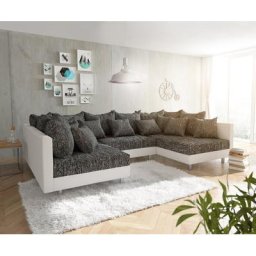 DELIFE Wohnlandschaft Clovis Weiss Schwarz Modulares Sofa, Design Wohnlandschaften, Couch Loft, Modulsofa, modular