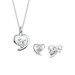 Elli Elli Schmuckset Herz Zirkonia 925 Sterling Silber Schmuck-Set Damen