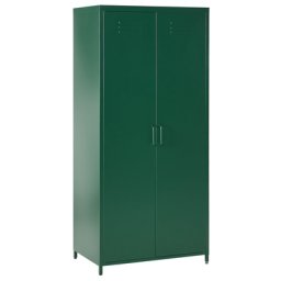 Kleiderschrank Grün Metall 76 x 50 x 171 cm mit 2 Türen 3 herausnehmbaren Fächern und Kleiderstange Wohnzimmer Schlafzimmer Flur Büro