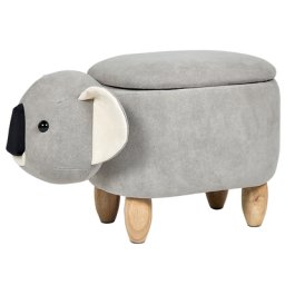 Hocker Hellgrau Samt Koala mit Stauraum Holzbeinen Modern Kindermöbel Tierhocker Kinderhocker Sitzhocker Schlafzimmer Wohnzimmer Deko