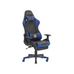 Bürostuhl Schwarz/Blau Kunstleder höhenverstellbar Gaming Stuhl drehbar mit Fußstützen Modernes innovatives Design