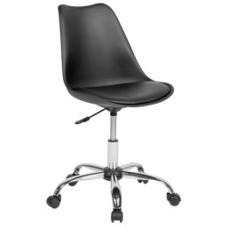 Bürostuhl Schwarz Kunstleder mit Rollen Höhenverstellbar Modern