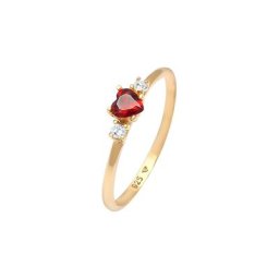 Elli Elli Ring Herz Zirkonia Rot Liebe 925 Silber vergoldet Ringe Damen