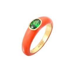 Elli Elli Ring Zirkonia Oval Solitär Emaille Bunt 925 Silber Ringe Damen
