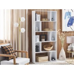 Bücherregal Weiß MDF Platte Spanplatte 174 x 83 x 23 cm Skandinavisch Minimalistisch 5 Fächer Viel Stauraum Wohnzimmer