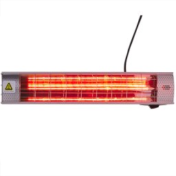 Heizstrahler Silber Aluminium Elektro Halogen Infrarot 2000 Watt mit Kabel Wand- und Deckenmontage Outdoor Außenbereich Wintergarten Terrasse