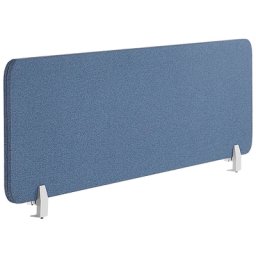Schreibtisch Trennwand Blau Stoff PET Kunststoff 130 x 40 cm zum Aufstellen Klemmen Schallschutz Sichtschutz Pinnwand Büro Home Office