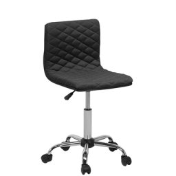 Arbeitshocker Schwarz mit rautenförmiges Steppmuster Arbeitsstuhl Elegant Modern